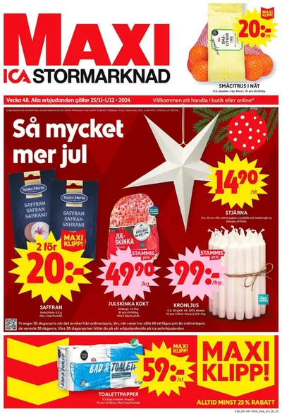 ICA Maxi-katalog i Röjeråsen | Attraktiva specialerbjudanden för alla | 2024-11-25 - 2024-12-01