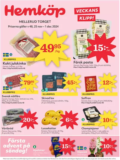 Hemköp-katalog i Köpmannebro | Spara nu med våra deals | 2024-11-25 - 2024-12-01