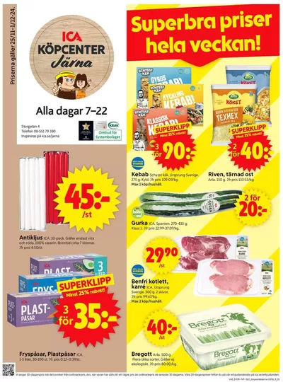 ICA Supermarket-katalog i Åkerby (Stockholm) | Spara nu med våra deals | 2024-11-25 - 2024-12-01