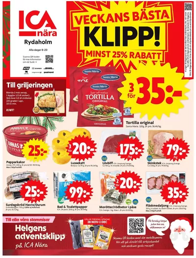 ICA Nära-katalog i Hjortsberga | Exklusiva deals för våra kunder | 2024-11-25 - 2024-12-01