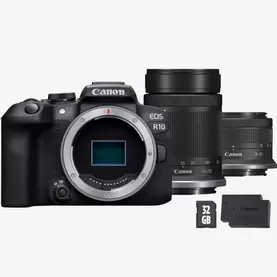 Canon EOS R10 Mirrorless Camera + RF-S 55-210mm Lens + RF-S 18-45mm Lens + SD Card + ... för 16350 kr på Canon