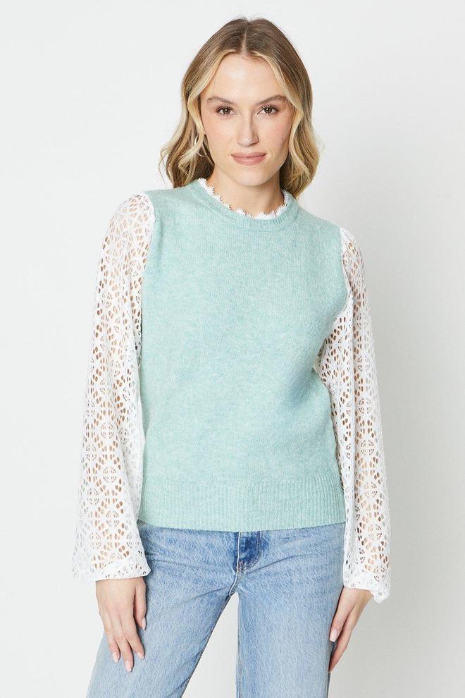 Woven Sleeve Knit Mix Sweater för 23,49 kr på Oasis