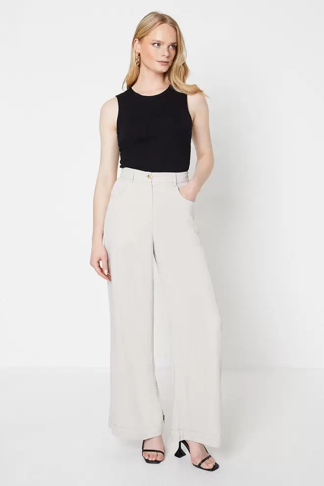 Top Stitch High Waisted Wide Leg Trouser för 25 kr på Oasis