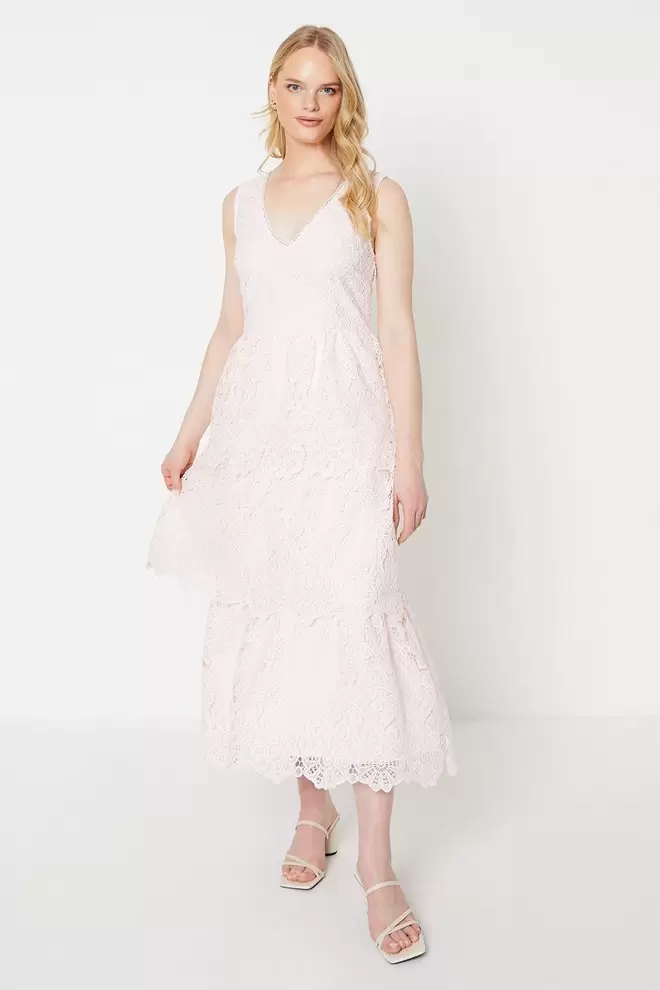 Occasion Lace Tiered Midaxi Dress för 45 kr på Oasis