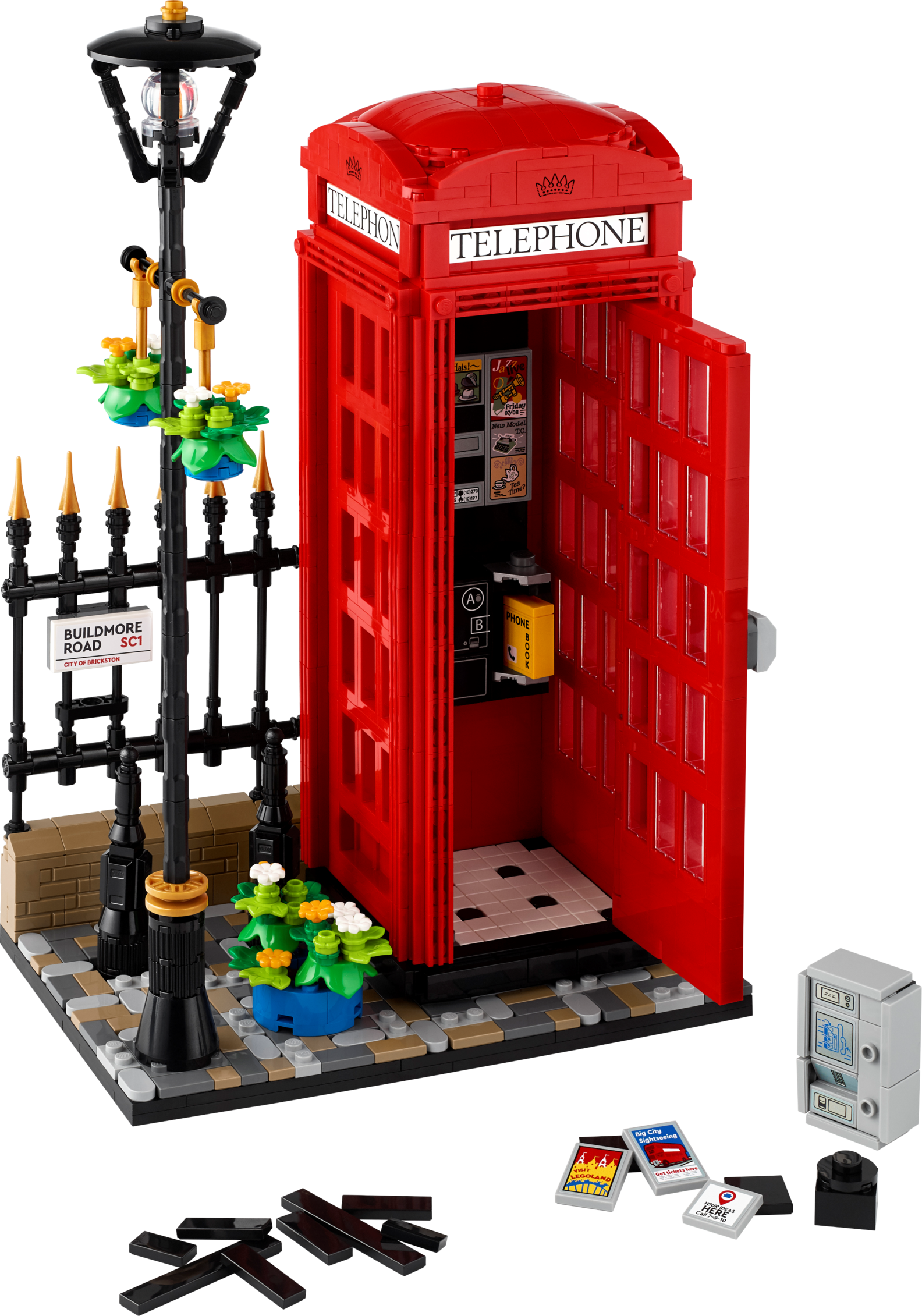 Röd telefonkiosk i London för 1569,9 kr på LEGO