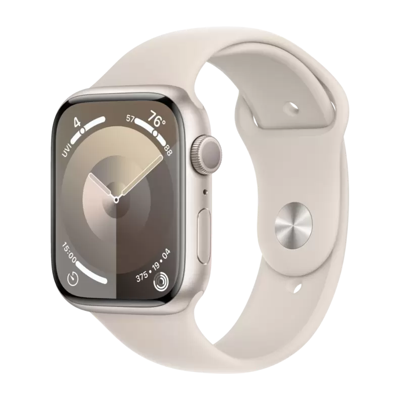 Apple Watch Series 9 GPS 45 mm Stjärnglans aluminiumboett med Stjärnglans sportband - M/L för 4990 kr på Power
