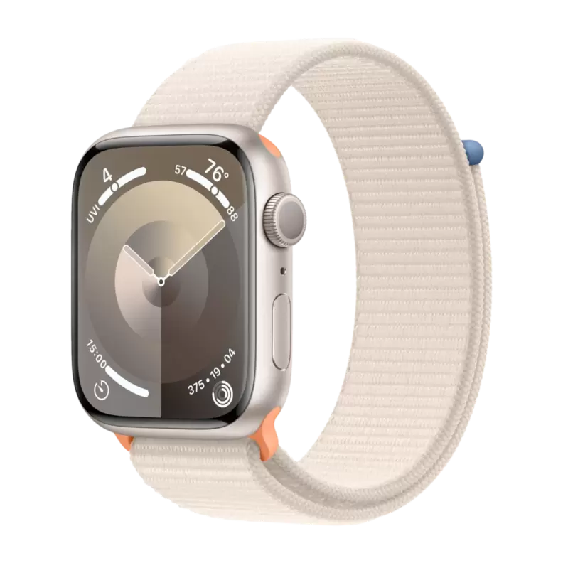 Apple Watch Series 9 GPS 45 mm Stjärnglans aluminiumboett med Stjärnglans sportloop för 4990 kr på Power