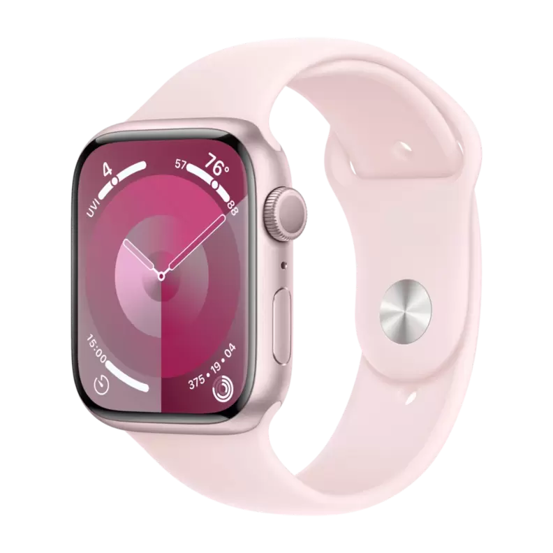 Apple Watch Series 9 GPS 45 mm rosa aluminiumboett med, ljusrosa sportband - M/L för 4990 kr på Power