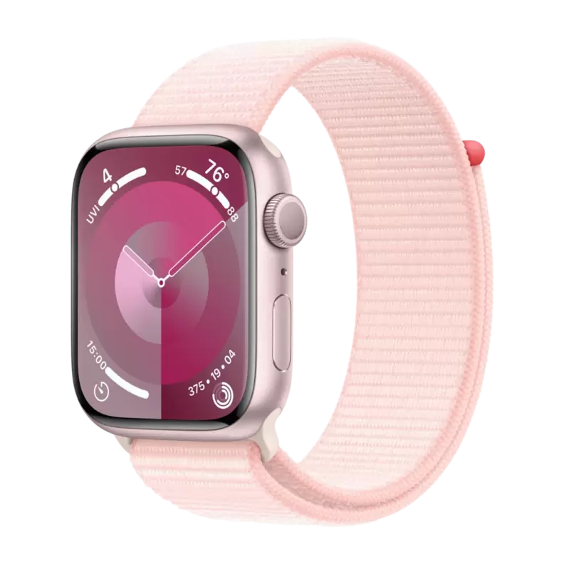 Apple Watch Series 9 GPS 45 mm rosa aluminiumboett med, ljusrosa sportloop för 4990 kr på Power
