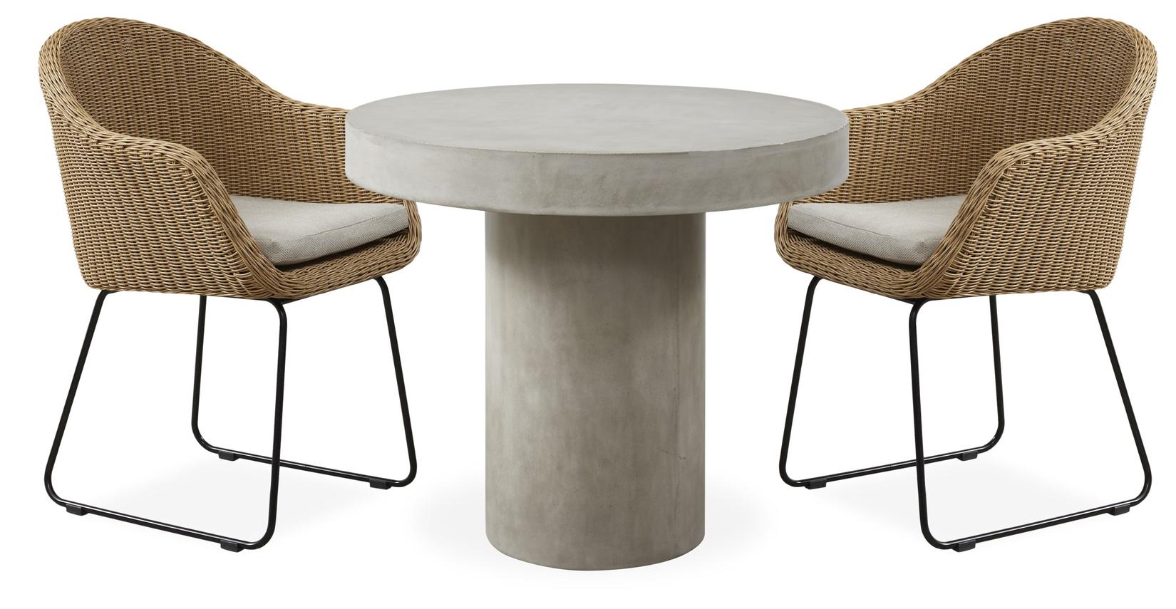 Vigo Caféset med 1 bord grå + 2 stolar sand för 9999 kr på ILVA