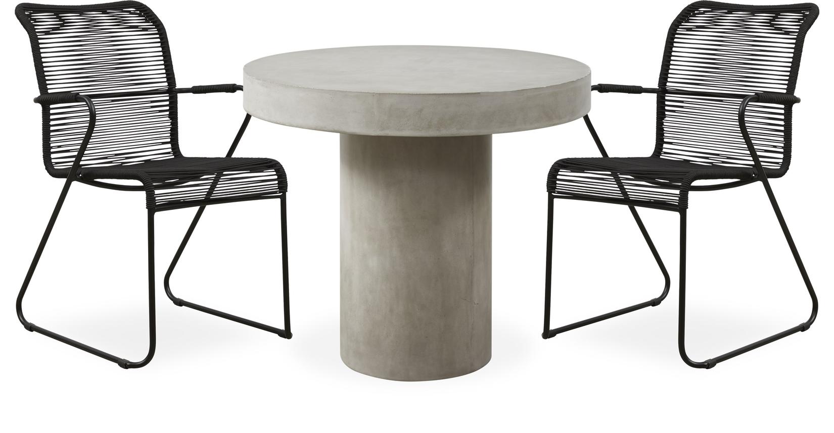 Vigo Caféset med 1 bord grå + 2 stolar svart för 9999 kr på ILVA