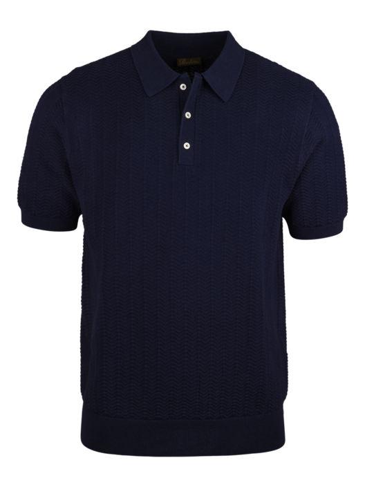 Blue Textured Linen/Cotton Polo Shirt för 1899 kr på Stenströms