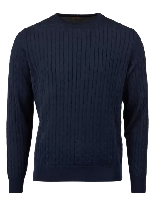 Navy Cable Knit Merino Wool Sweater för 1999 kr på Stenströms