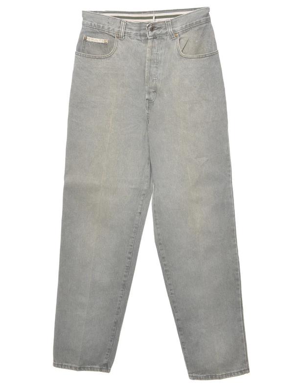 High Waist Distressed Olive Green Tapered Jeans - W28 L33 för 167 kr på Beyond Retro