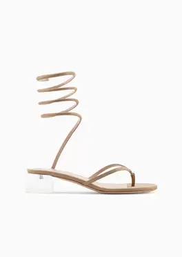 Laminated suede heeled thong sandals with a spiral strap för 14500 kr på Armani