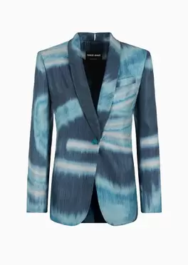 Single-breasted jacket in silk twill with a gradient print för 33000 kr på Armani