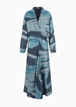 Silk twill dress with a gradient print för 39500 kr på Armani