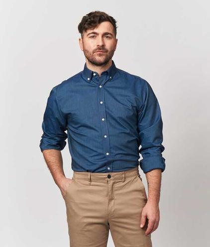 Boston Oxford Denimblå Skjorta Extra Lång Ärm för 1000 kr på The Shirt Factory