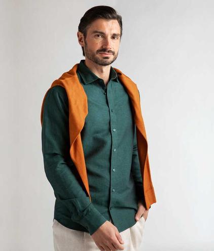 Como Smaragdgrön Linneskjorta för 1299 kr på The Shirt Factory