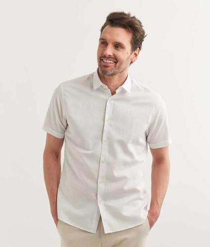 Portofino Vit Kortärmad Linneskjorta för 1200 kr på The Shirt Factory