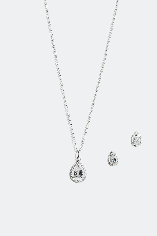 Smyckeset, halsband och örhängen med droppformade stenar för 349 kr på Glitter