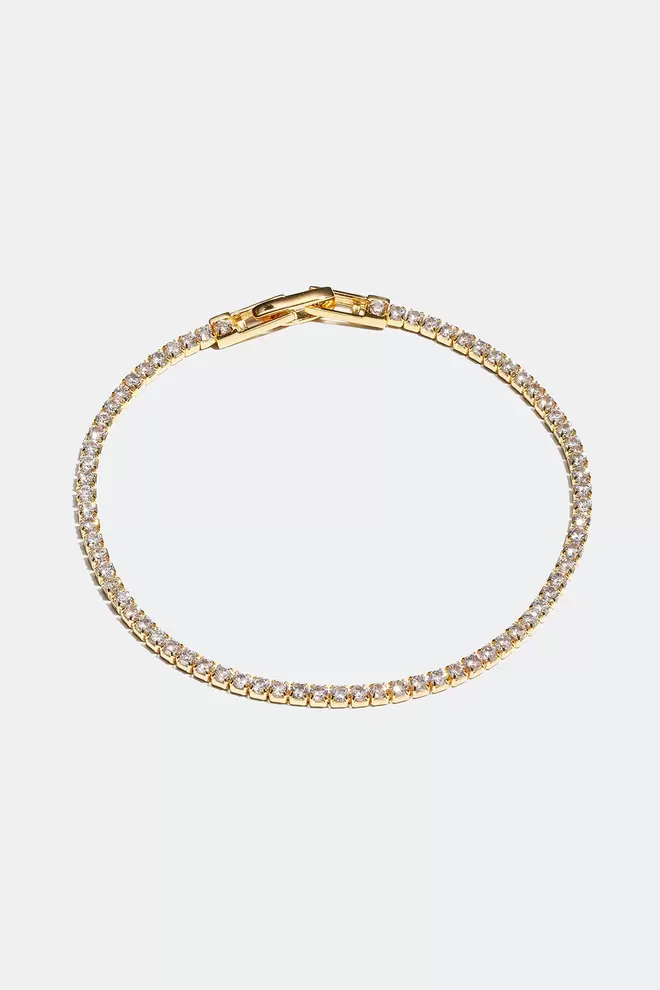 Smalt tennisarmband förgyllt med 18k guld med Cubic Zirconia för 499 kr på Glitter