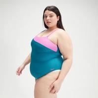 Women's Plus Size Asymmetric Swimsuit Teal/Purple för 229 kr på Speedo