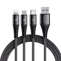 SiGN 3-in-1 Kabel Lightning, USB-C,  Micro-USB, 3A, 1.2m - Svart för 119 kr på Batteriexperten