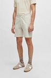 Regular fit-shorts i stretchig bomull med linne, Ljusbeige för 1599 kr på Hugo Boss