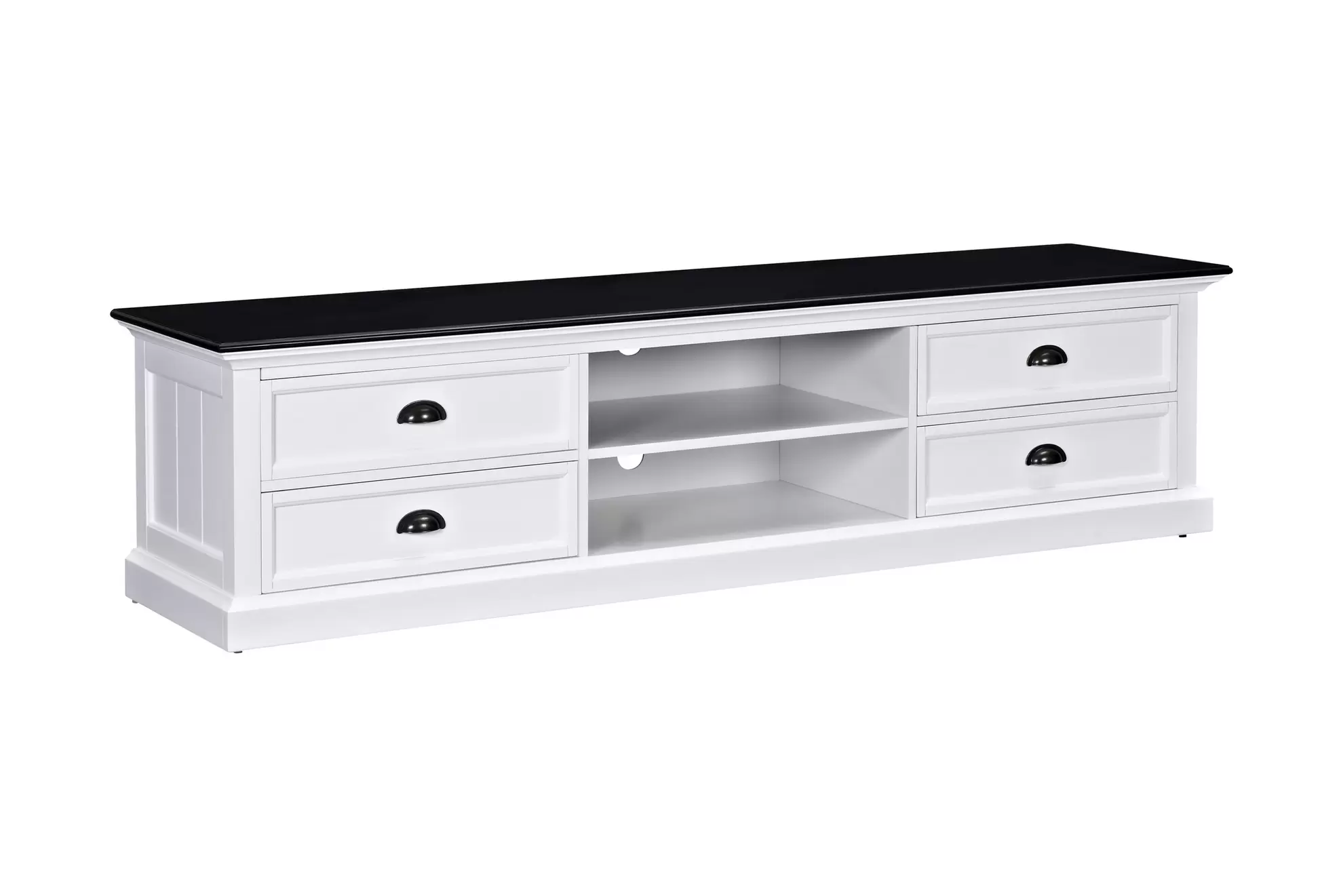 MACKAY TV-bänk 180 cm Hylla 4 Lådor Vit/Svart för 3199 kr på Furniturebox