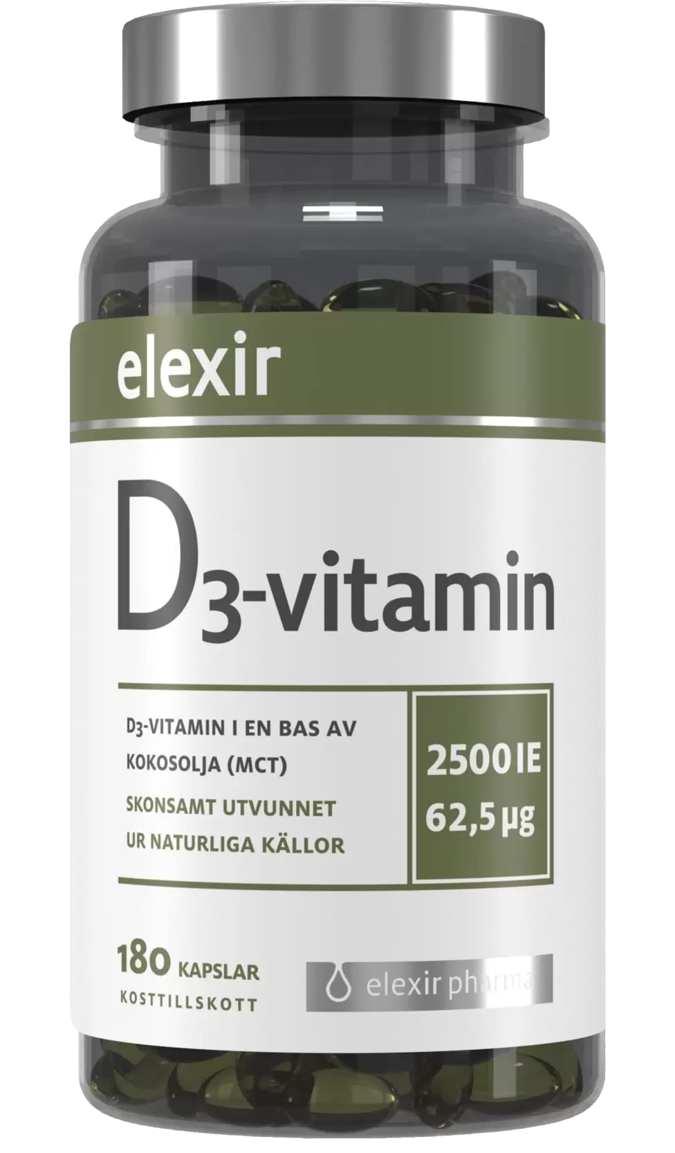 Elexir D3 Vitamin 2500IE 180 kapslar för 111,2 kr på Apotek Hjärtat