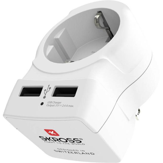 SKROSS -  Reseadapter Europa till USA med 2 USB-A för 149 kr på Teknikmagasinet
