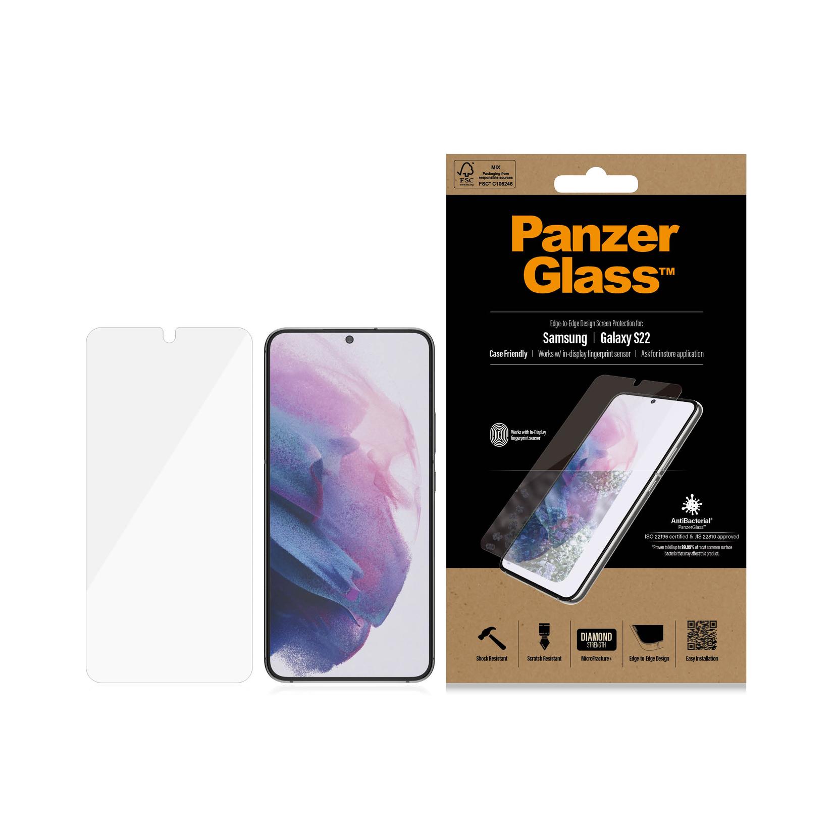 PanzerGlass -Samsung Galaxy S22 Skärmskydd i reptåligt härdat glas - Ultra Wide Fit för 299 kr på Teknikmagasinet
