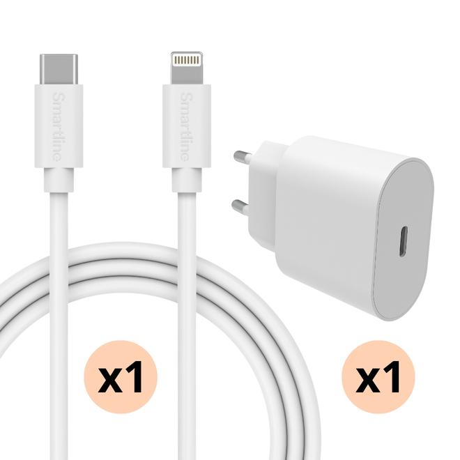 Smartline -iPhone SE (2022) Kit för optimal laddning med 2m kabel, vit för 399 kr på Teknikmagasinet