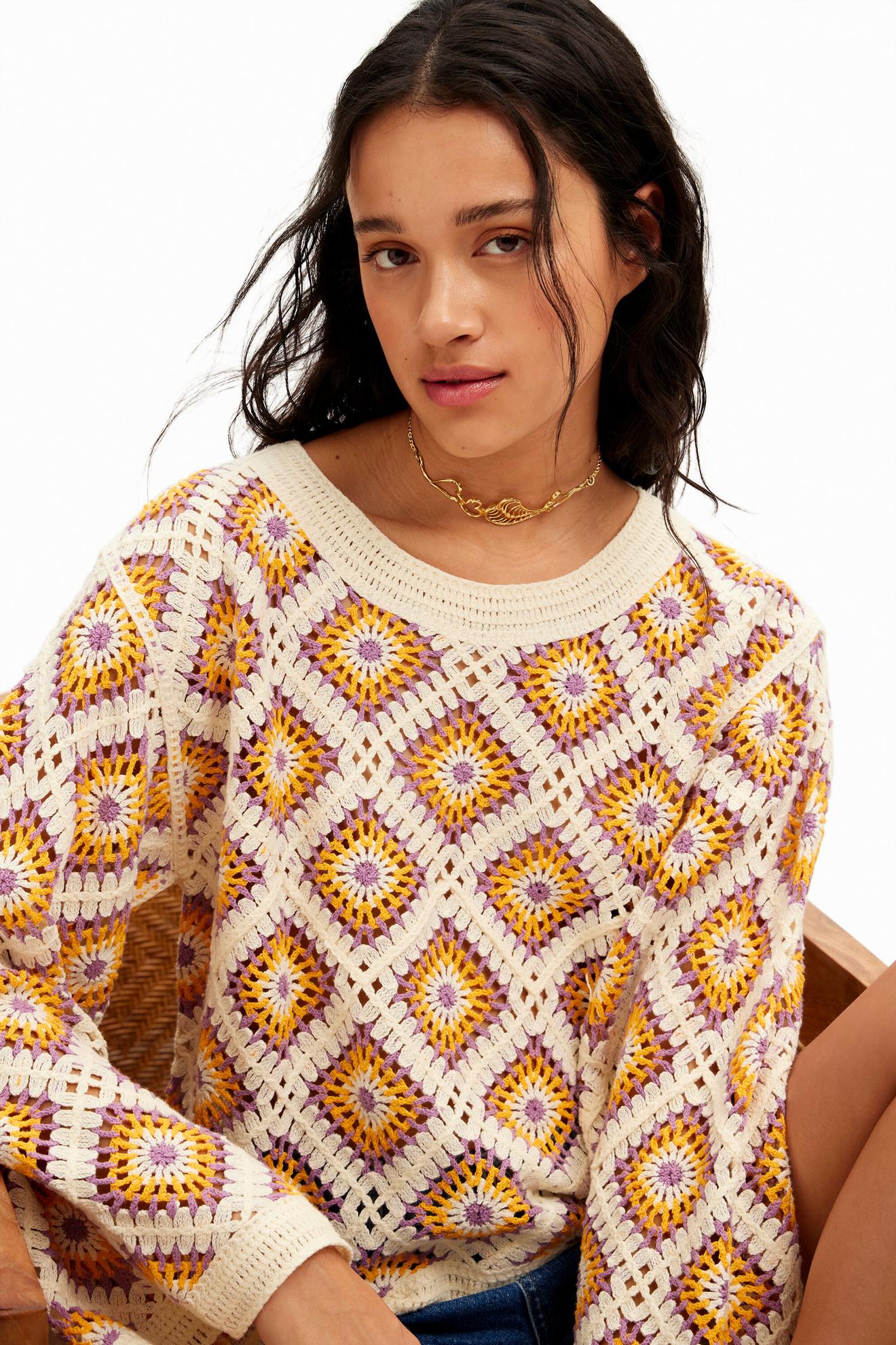 Multicolour crochet pullover för 1359 kr på Desigual