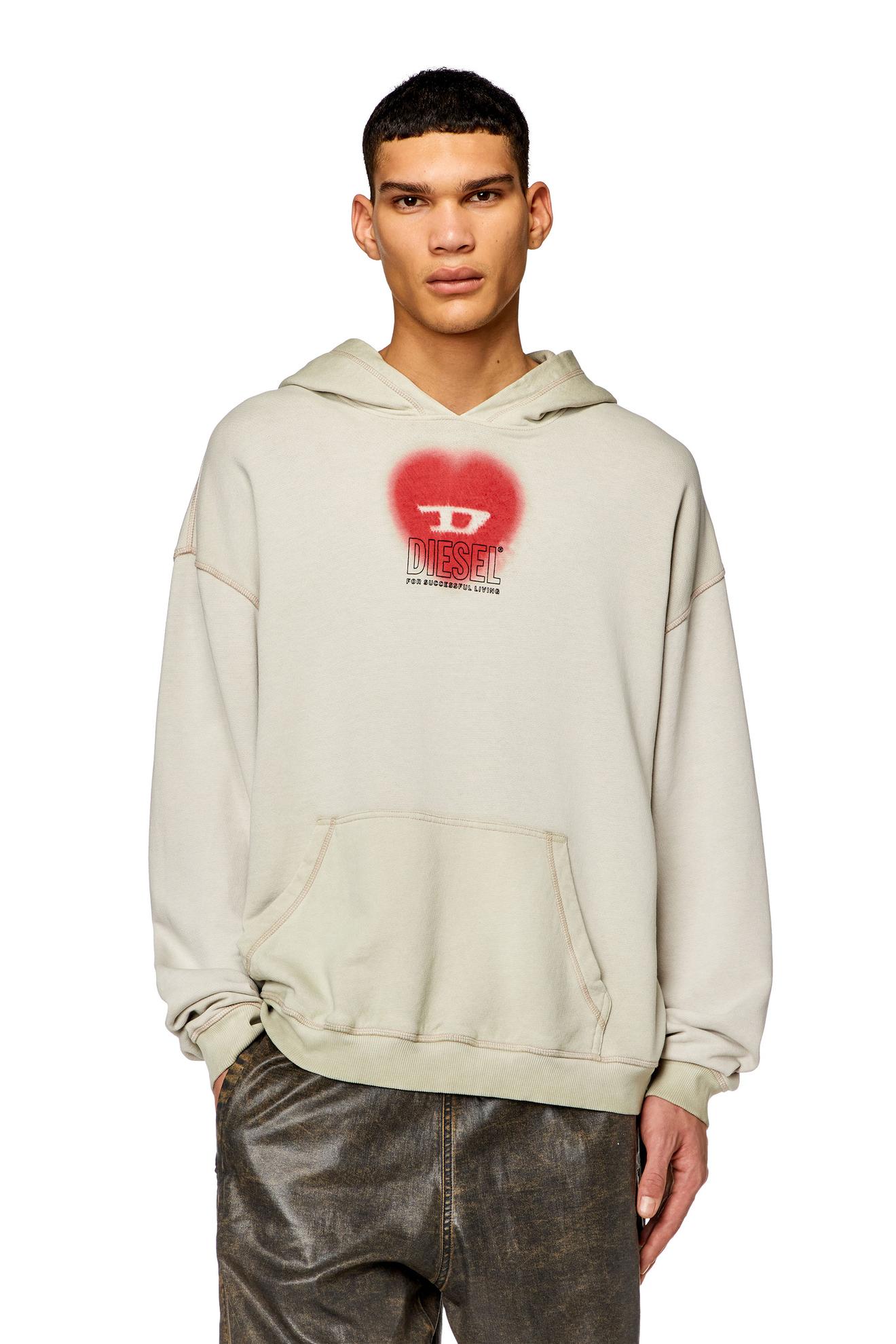 Faded hoodie with heart print för 1050 kr på Diesel