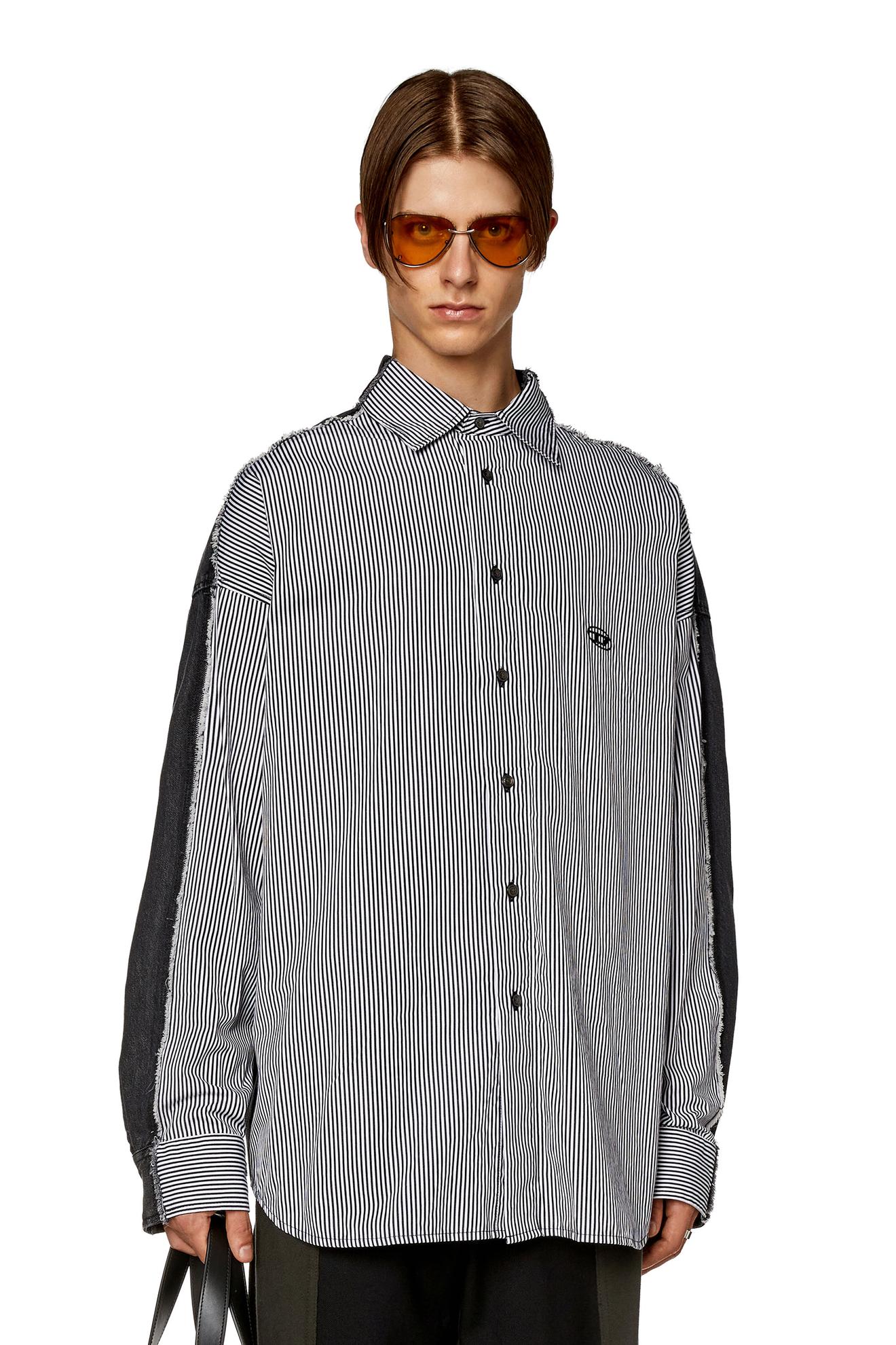 Striped shirt with denim back för 1300 kr på Diesel