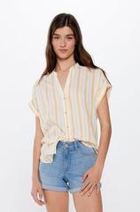 Essential cotton mandarin collar blouse för 29,99 kr på Springfield