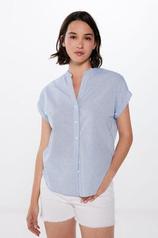 Essential cotton mandarin collar blouse för 29,99 kr på Springfield