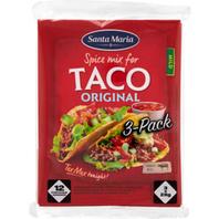 Taco Kryddmix Original Mild 28g 3-p Santa Maria för 25 kr på ICA Maxi