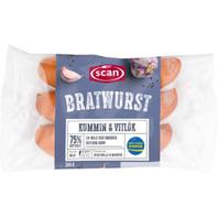 Bratwurst Kummin Vitlök 75% Kötthalt 300g Scan för 36,95 kr på ICA Maxi