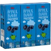 Fruktdryck Äpple & Blåbär 3-p 60cl ICA för 9,95 kr på ICA Maxi
