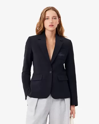 Embroidered Logo Slim Fit Wool Blazer för 4450 kr på Lacoste