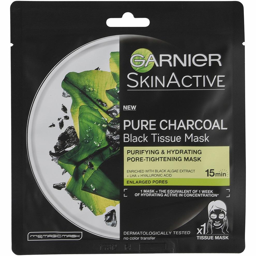 Ansiktsmask Garnier Charcoal Tissue Mask Black Algae för 35 kr på ÖoB