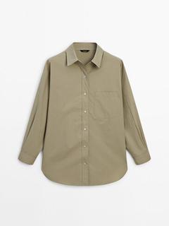 100% cotton poplin shirt with pocket för 699 kr på Massimo Dutti